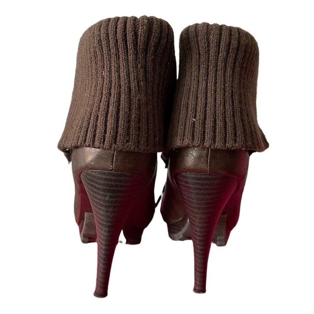 Shoedazzle Lace Up Boots Womens 6.5 Brown Leather High Stiletto Heel NEW in Box - Picture 4 of 6